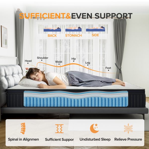 Full Mattress,Babo Care 14 Inch Cooling-Gel Memory Foam and Individually Pocket Innerspring Hybrid Mattress,King Bed Mattress in a Box, CertiPUR-US Certified, Medium Full Size Mattress